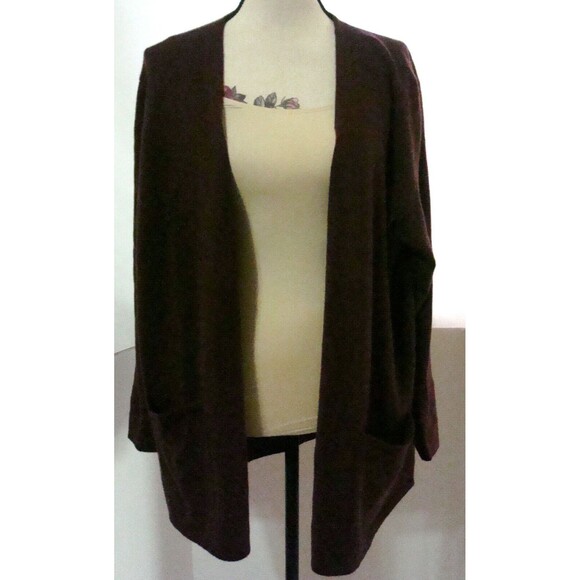 NWT New Womens XL 1X 2X Ryllace Plus 100% Cashmere Open Cardigan Sweater Red Drk - Picture 2 of 5
